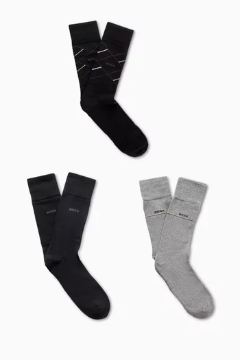 Logo Socks in Cotton-blend, Set of 3