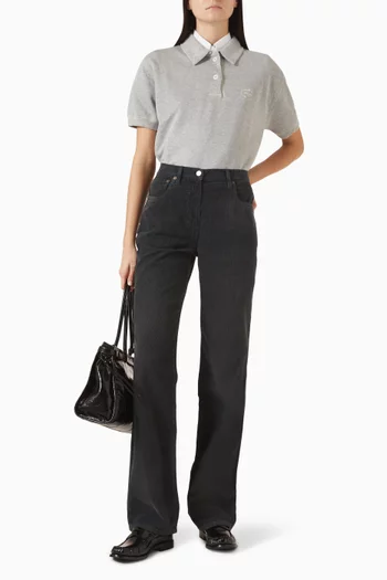 بنطال بحافة واسعة قطن مخملي مضلع