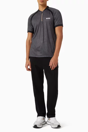 Zip-neck Polo Shirt in Mesh Jersey
