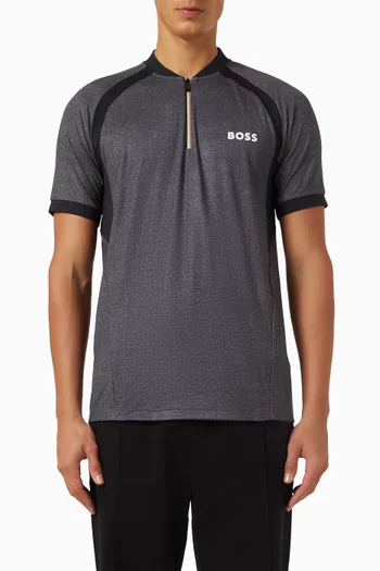 Zip-neck Polo Shirt in Mesh Jersey
