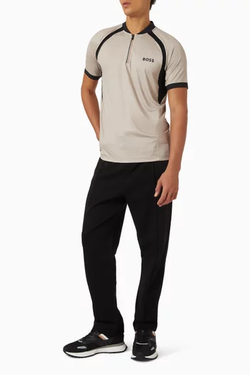 Zip-neck Polo Shirt in Mesh Jersey