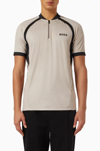 Zip-neck Polo Shirt in Mesh Jersey
