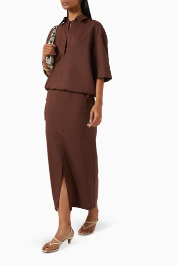 Virna Midi Skirt in Virgin Wool