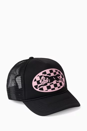 Checker Running Dog Trucker Cap in Mesh