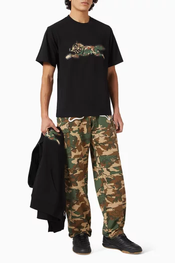 Woodland Camo Running Dog T-shirt in Cotton