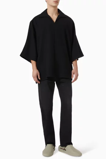 Zip Polo Shirt in Virgin Wool