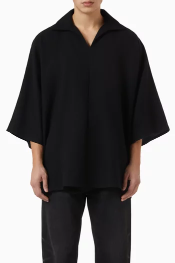 Zip Polo Shirt in Virgin Wool