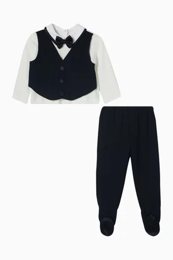 Tuxedo Beanie Set in Cotton