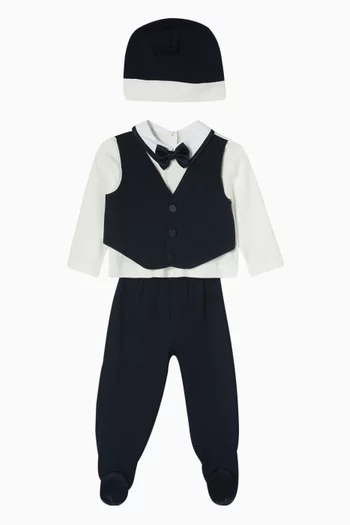 Tuxedo Beanie Set in Cotton