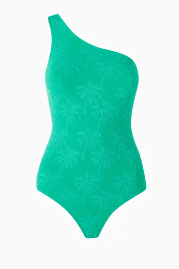 One-shoulder One-piece Swimsuit in Seersucker-fabric