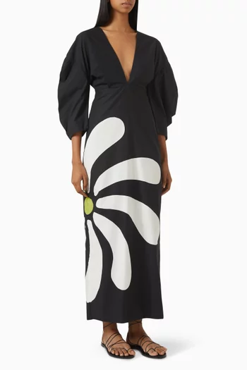 Peninsula Plunge-neck Dress in Cotton