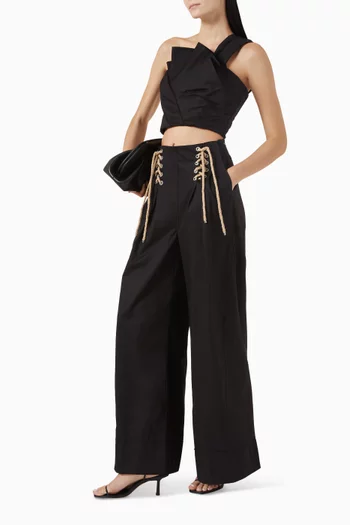 Hampton Lace-up Pants in Linen