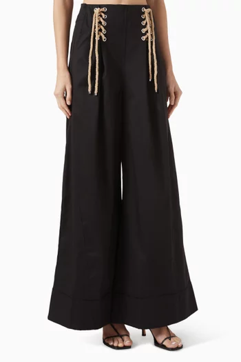 Hampton Lace-up Pants in Linen