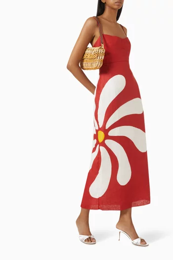 Paloma Floral-print Dress in Linen