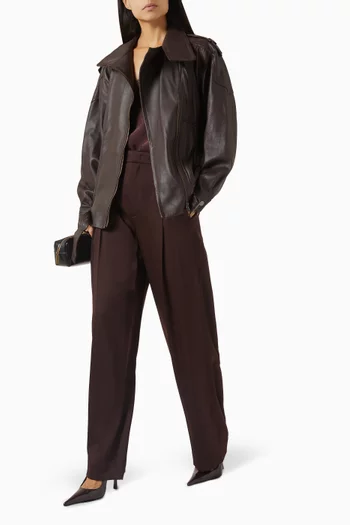 Pleated Wide-leg Pants in Satin