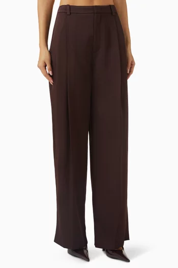 Pleated Wide-leg Pants in Satin