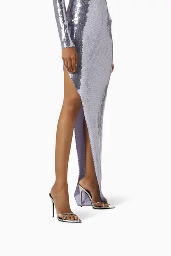 Donatella 120 Sandals in Faux Metallic Leather