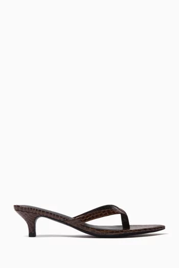 Ginza 55 Sandals in Faux Croc-embossed Leather