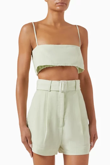 Structured Bandeau Crop Top in Linen Blend