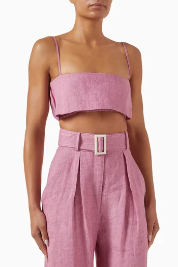 Structured Bandeau Crop Top in Linen Blend