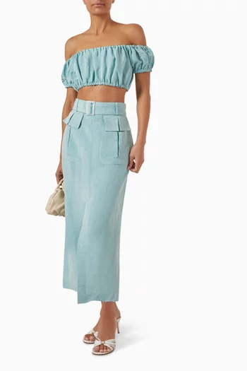 Bubble Crop Top in Linen Blend