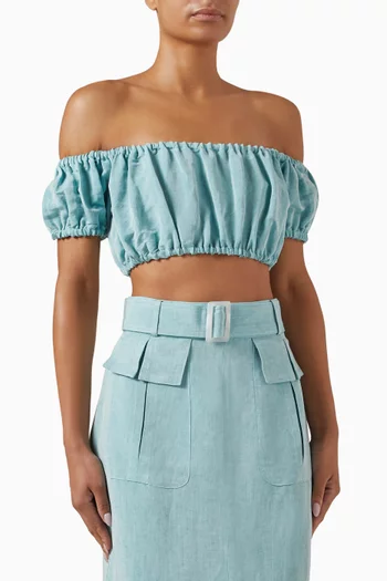 Bubble Crop Top in Linen Blend