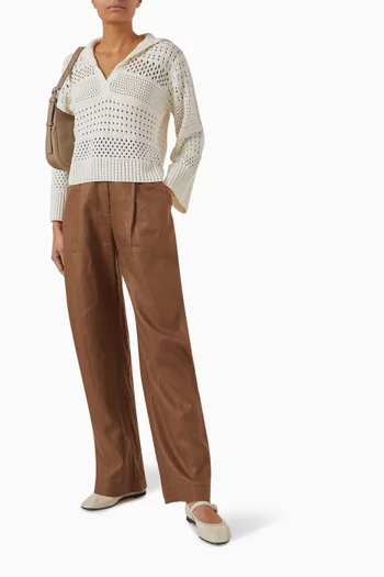 Variegated Knit Mesh Sweater in Merino Wool Blend