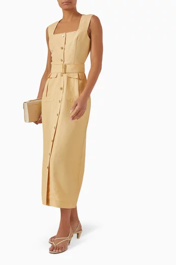 Apron Cargo Midi Dress in Viscose Blend