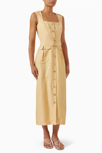 Apron Cargo Midi Dress in Viscose Blend