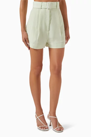 Pleated Shorts in Linen Blend