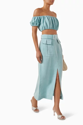 Cargo Midi Skirt in Linen Blend