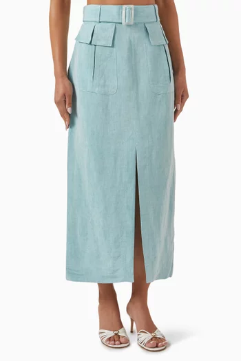 Cargo Midi Skirt in Linen Blend