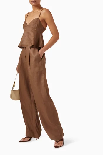 Pleated Barrel Pants in Linen