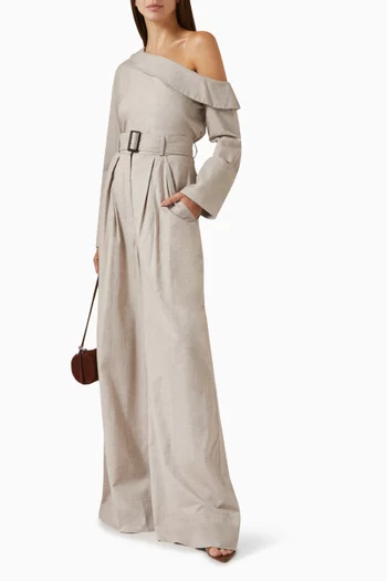 Wide-leg Pleated Pants in Viscose Linen