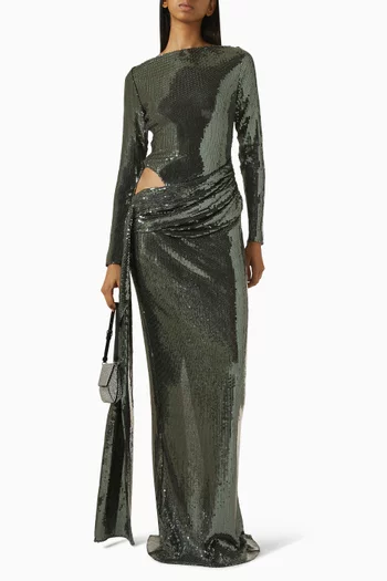 Sequin-embellished Gown in Mesh