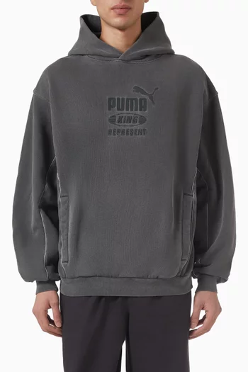 كنزة بغطاء رأس وطبعة قطن بوما × ريبريزنت