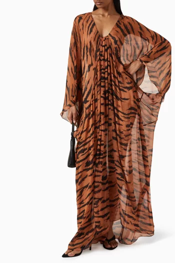 x Sabine Getty Tiger-print Kaftan in Silk