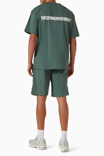 Oversized Contrast Back-print T- shirt in Recycled Softskin