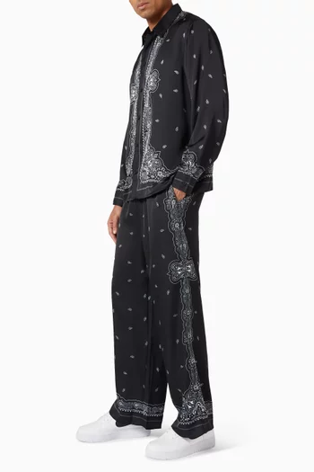 Paisley Print Wide Leg Pants in Recycled Satin