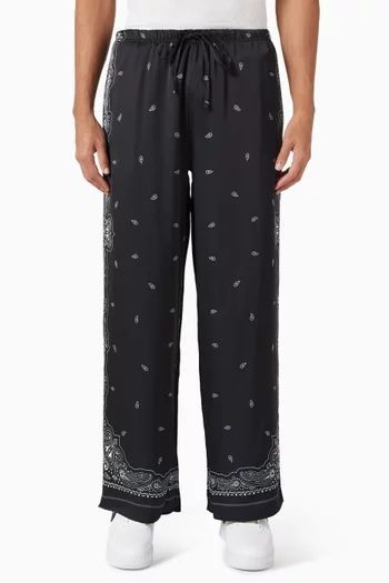 Paisley Print Wide Leg Pants in Recycled Satin