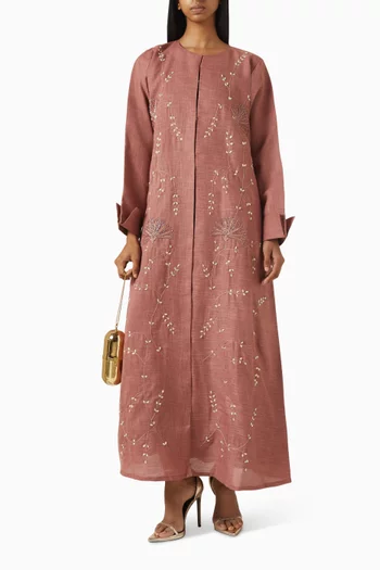 Embellished Abaya in Linen