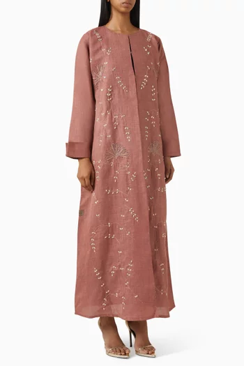 Embellished Abaya in Linen