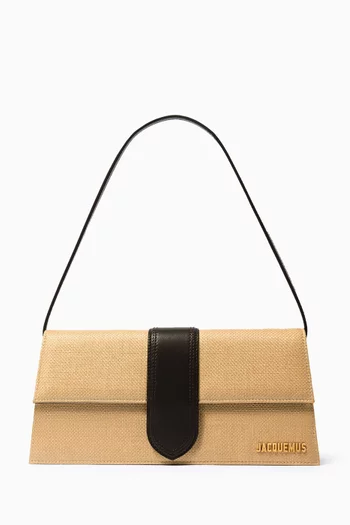 Medium Le Bambino Long Shoulder Bag in Raffia