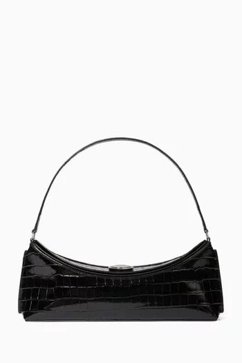 The Ovalo Shoulder Bag in Croc-embossed Leather