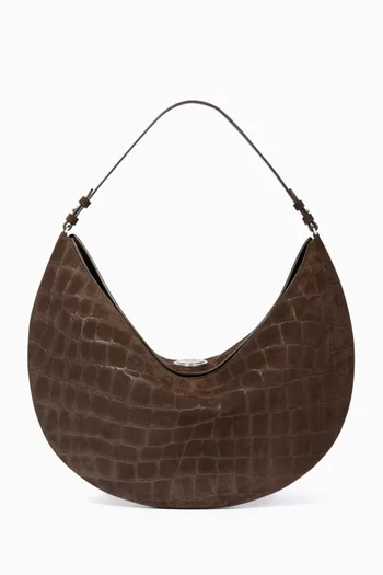 حقيبة هوبو اوفالو كبيرة شمواه جلد بنقشة جلد التمساح