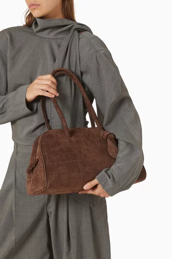 The Turismo Bowling Bag in Crocodile-embossed Suede