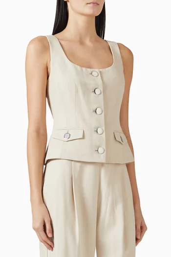 Georgia Button Top in Cotton-blend