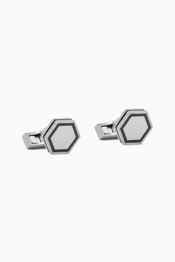 x Lamborghini Hex Cufflinks in Brushed Titanium