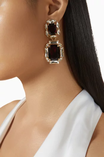 Crystal Drop Earrings in Gold-plated Brass