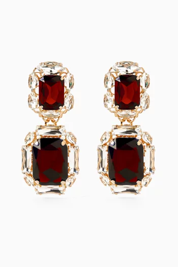 Crystal Drop Earrings in Gold-plated Brass